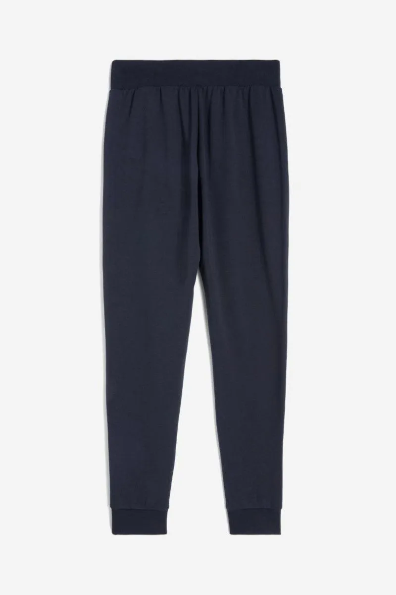 Pantaloni in french terry modal con fondo a polsino donna Blu