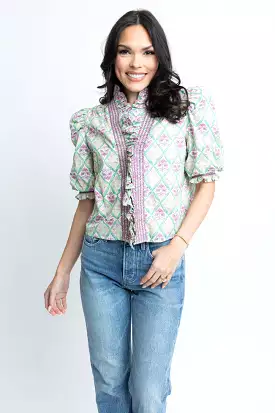 Paris Floral Puff Sleeve Top