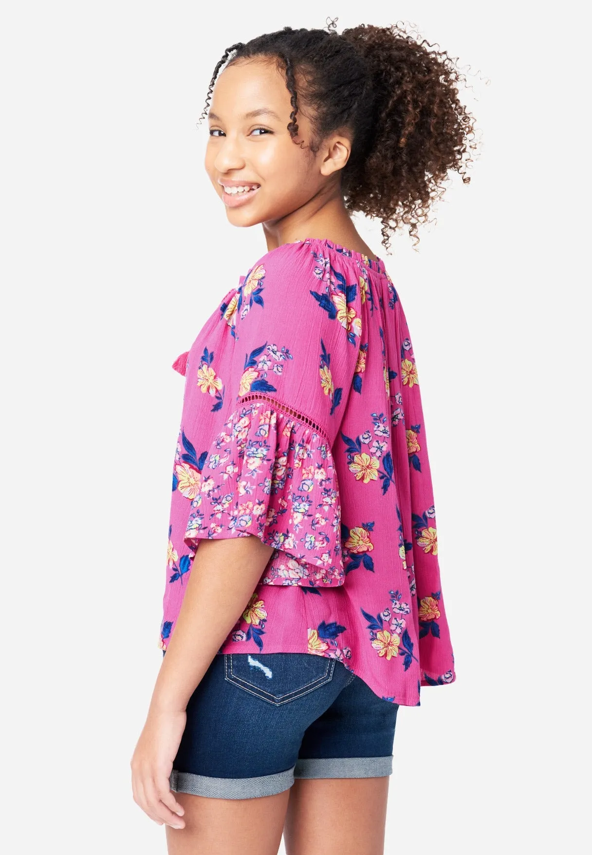 Patterned Notch Neck Top