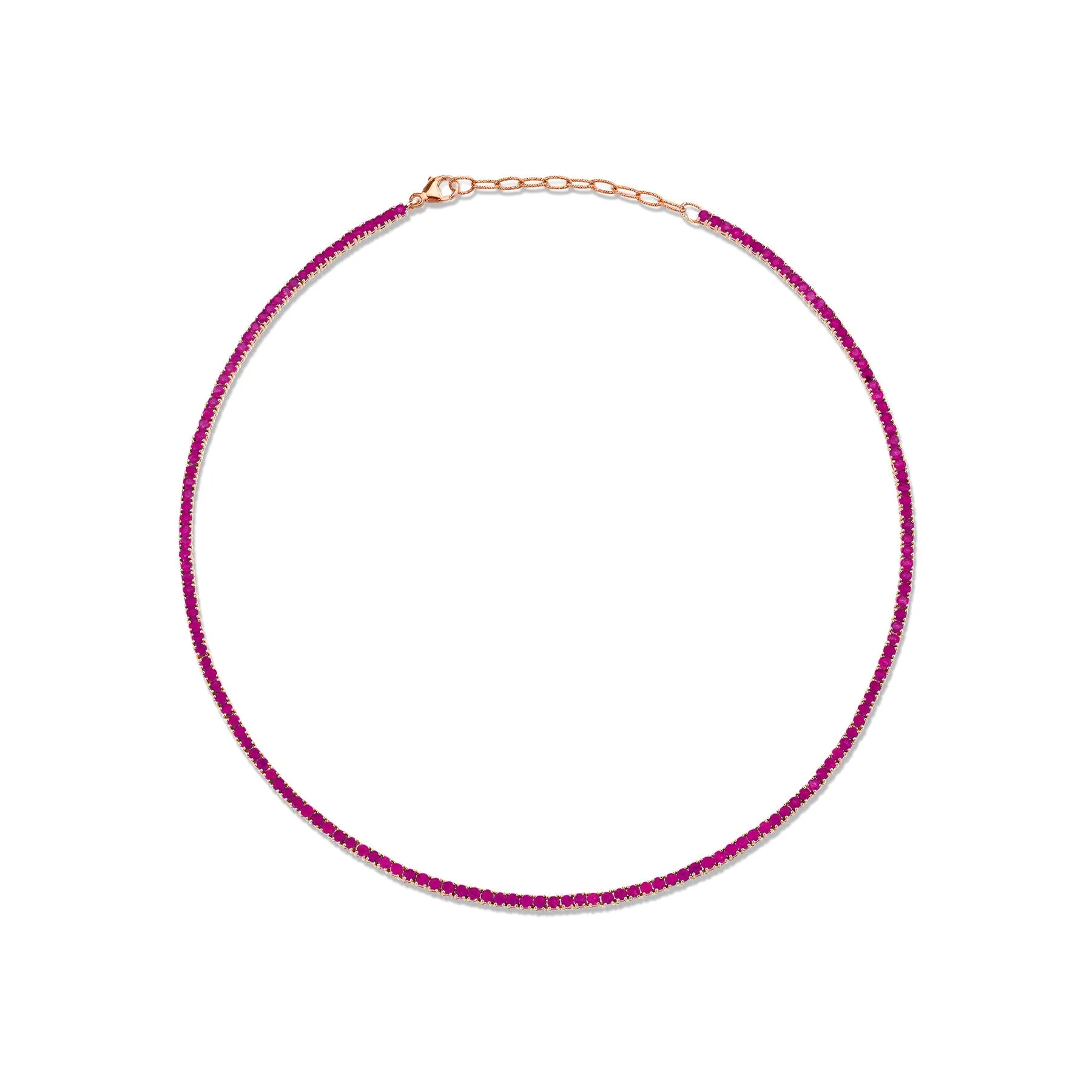 Perfect Personalized Collar Tennis Necklace - Ruby / 14k Rose Gold