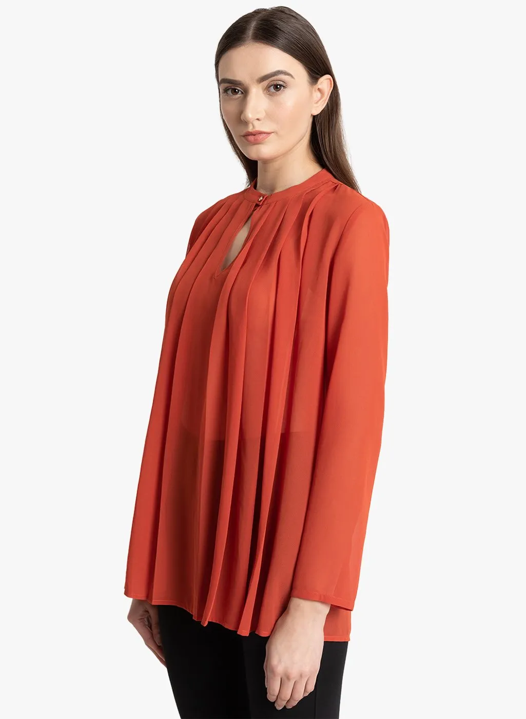 Pleated Neck Band Top