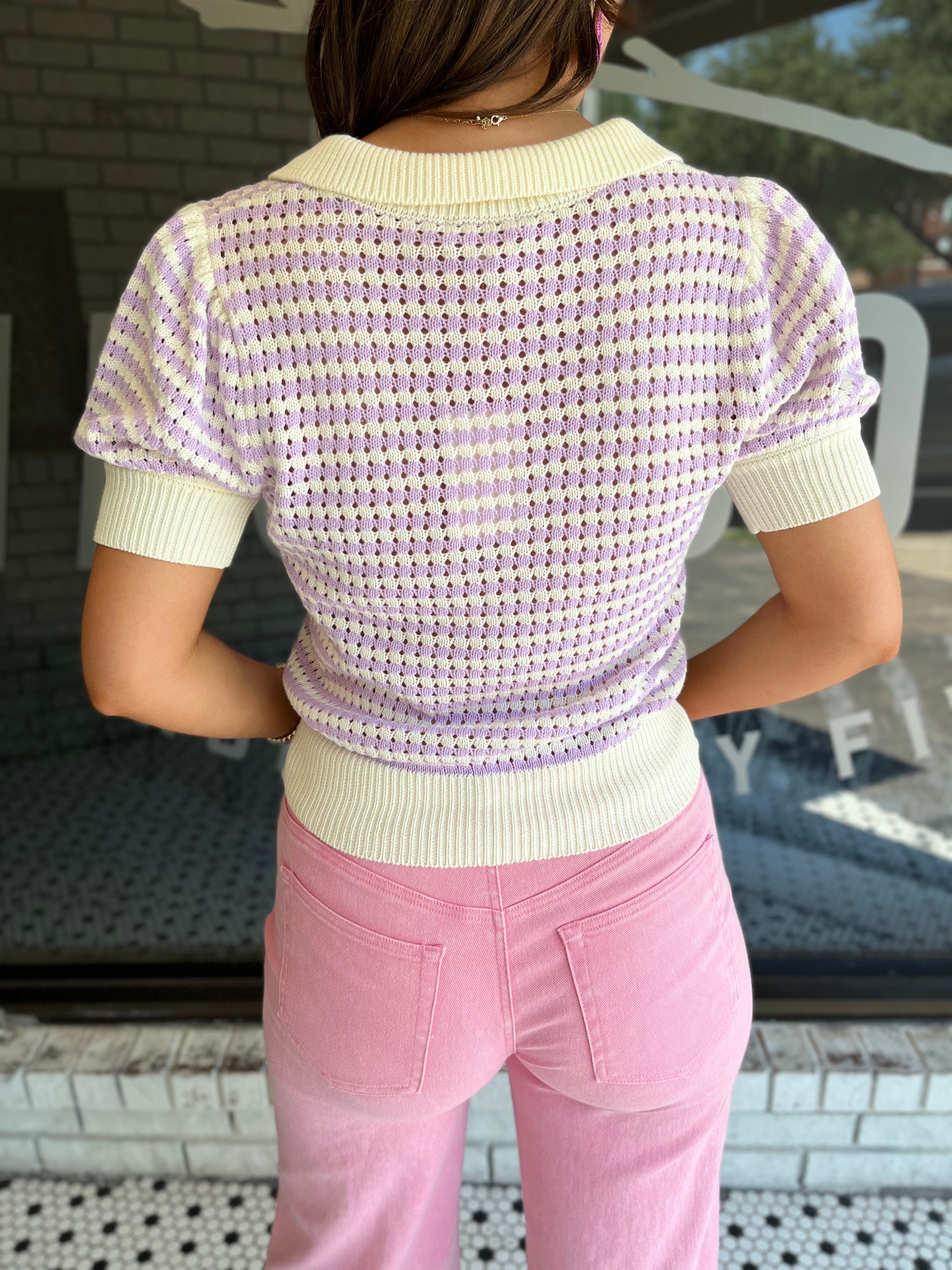 Pointelle Knit Top - Lilac