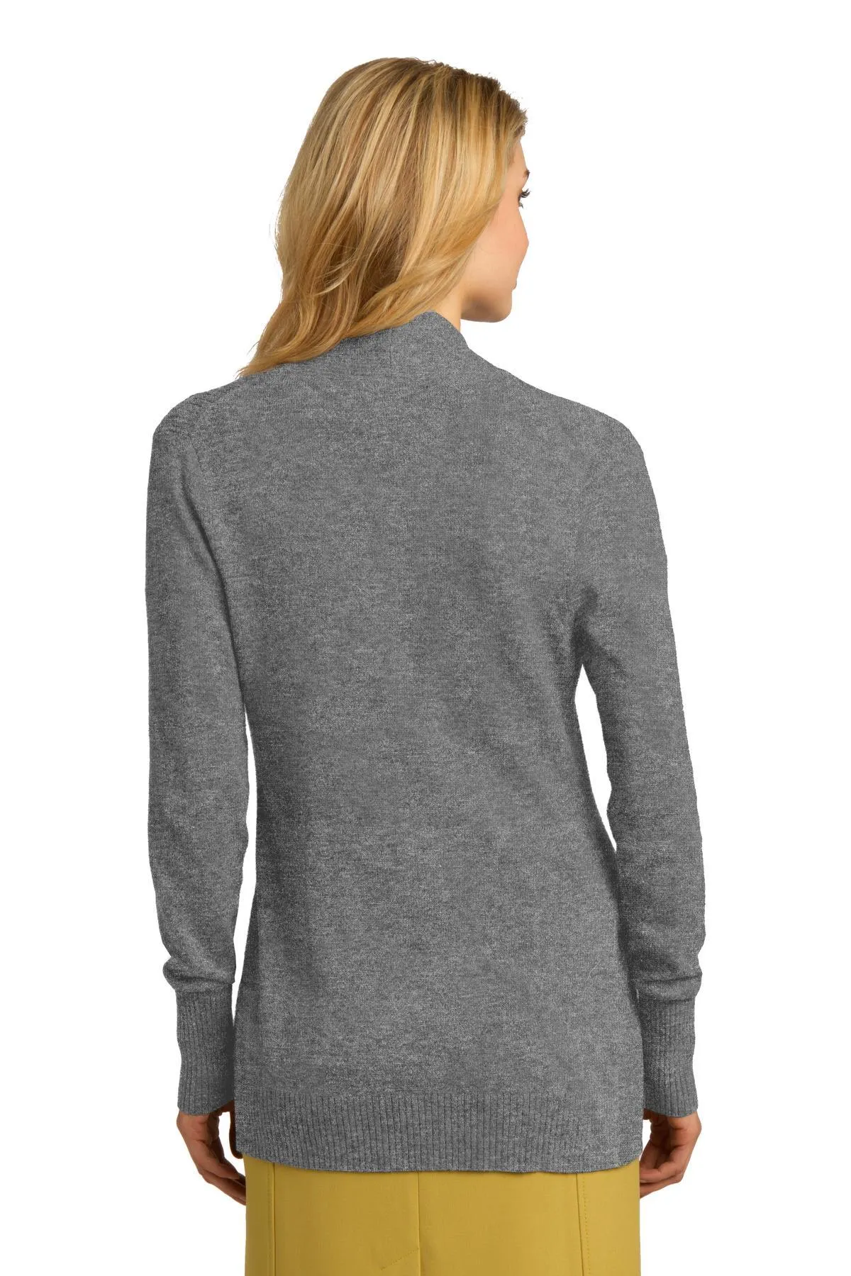 Port Authority Ladies Open Front Cardigan Sweater LSW289 Medium Heather Grey