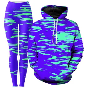 Purple Mint Rave Zebra Stripe Hoodie and Leggings Combo