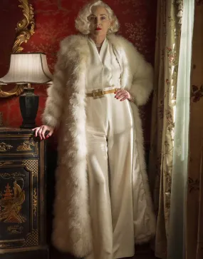 Ratched Sharon Stone Fur Coat | Lenore Osgood White Fur Coat