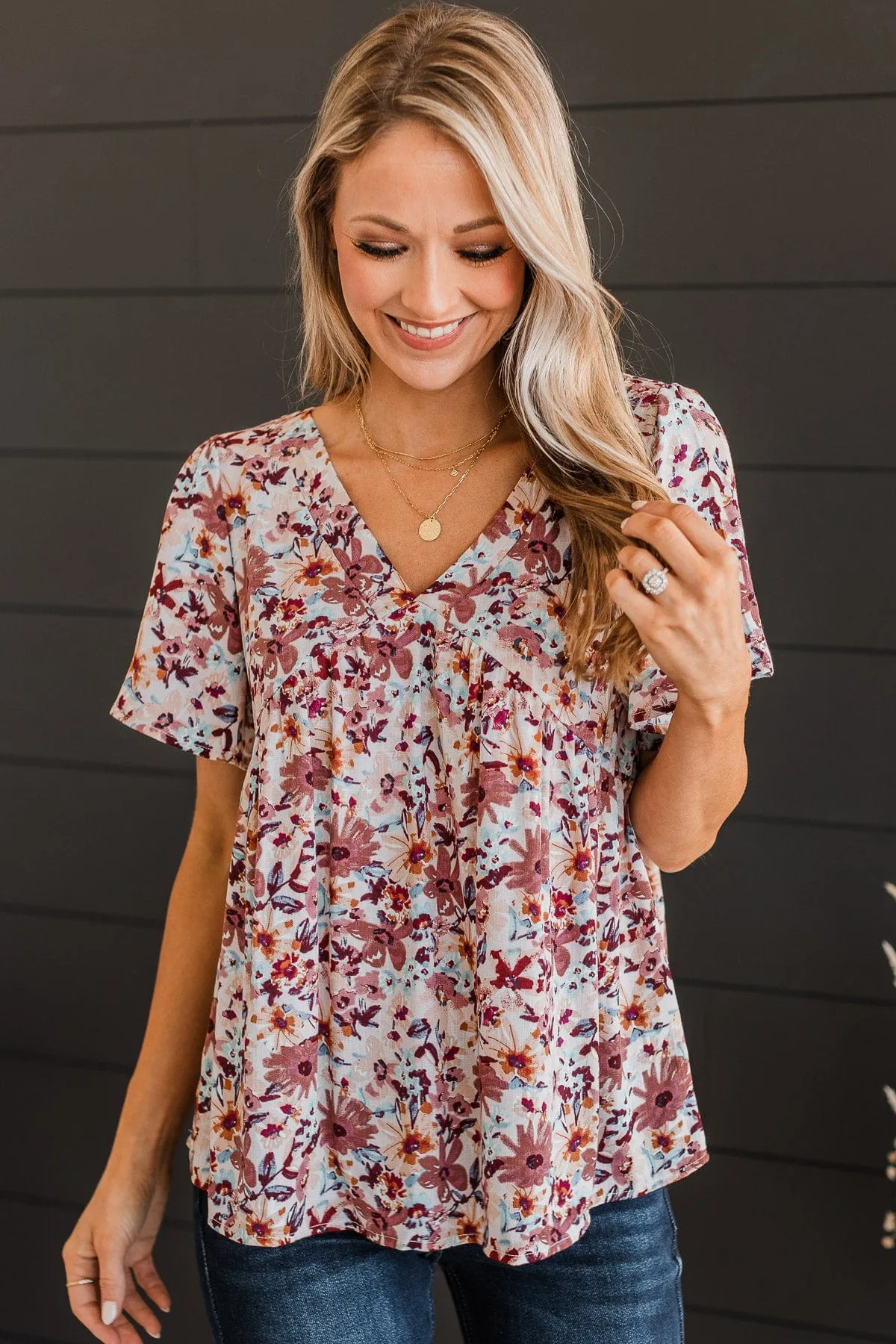 Reminisce With Me Floral Top- Terracotta