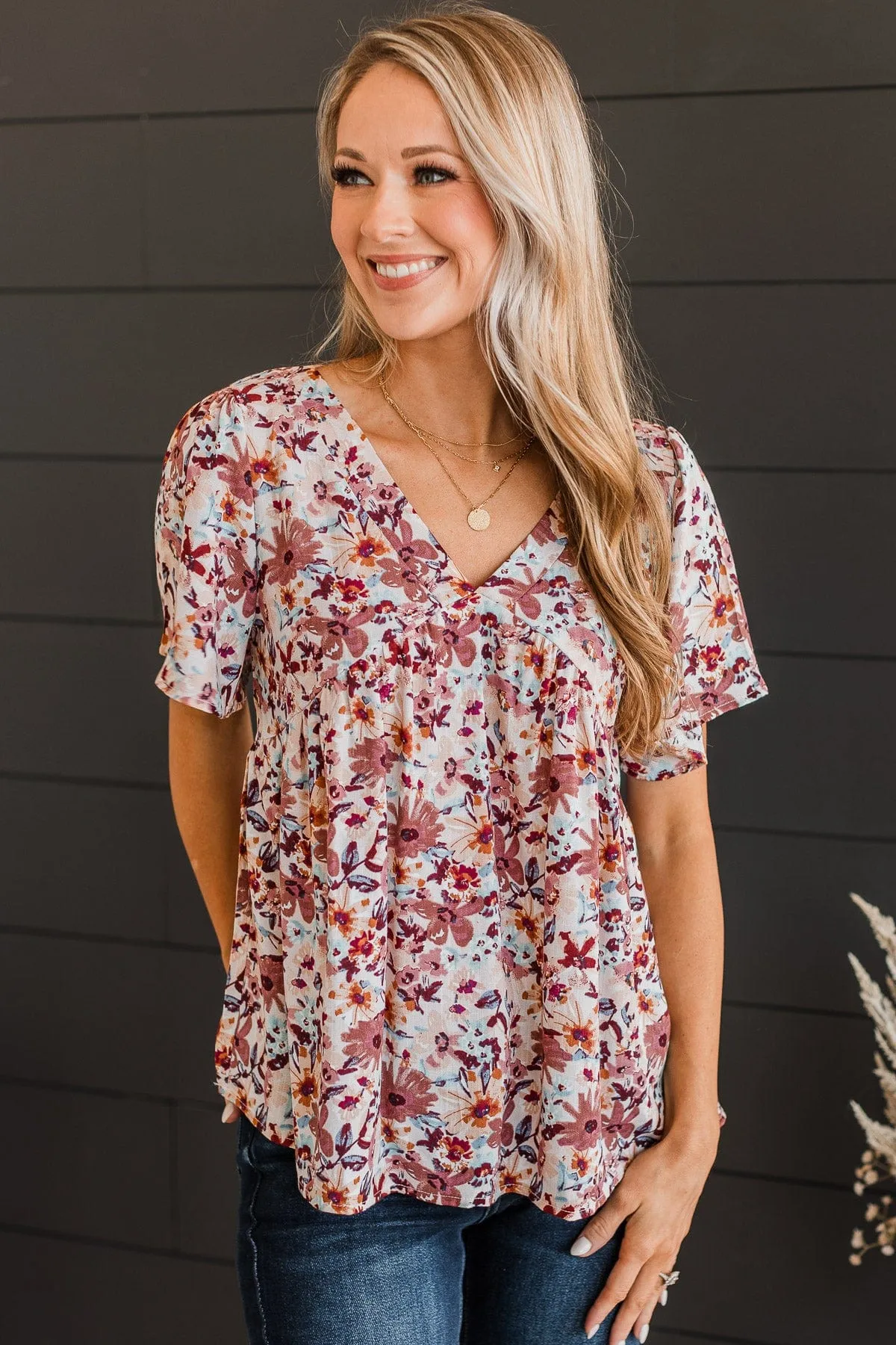 Reminisce With Me Floral Top- Terracotta