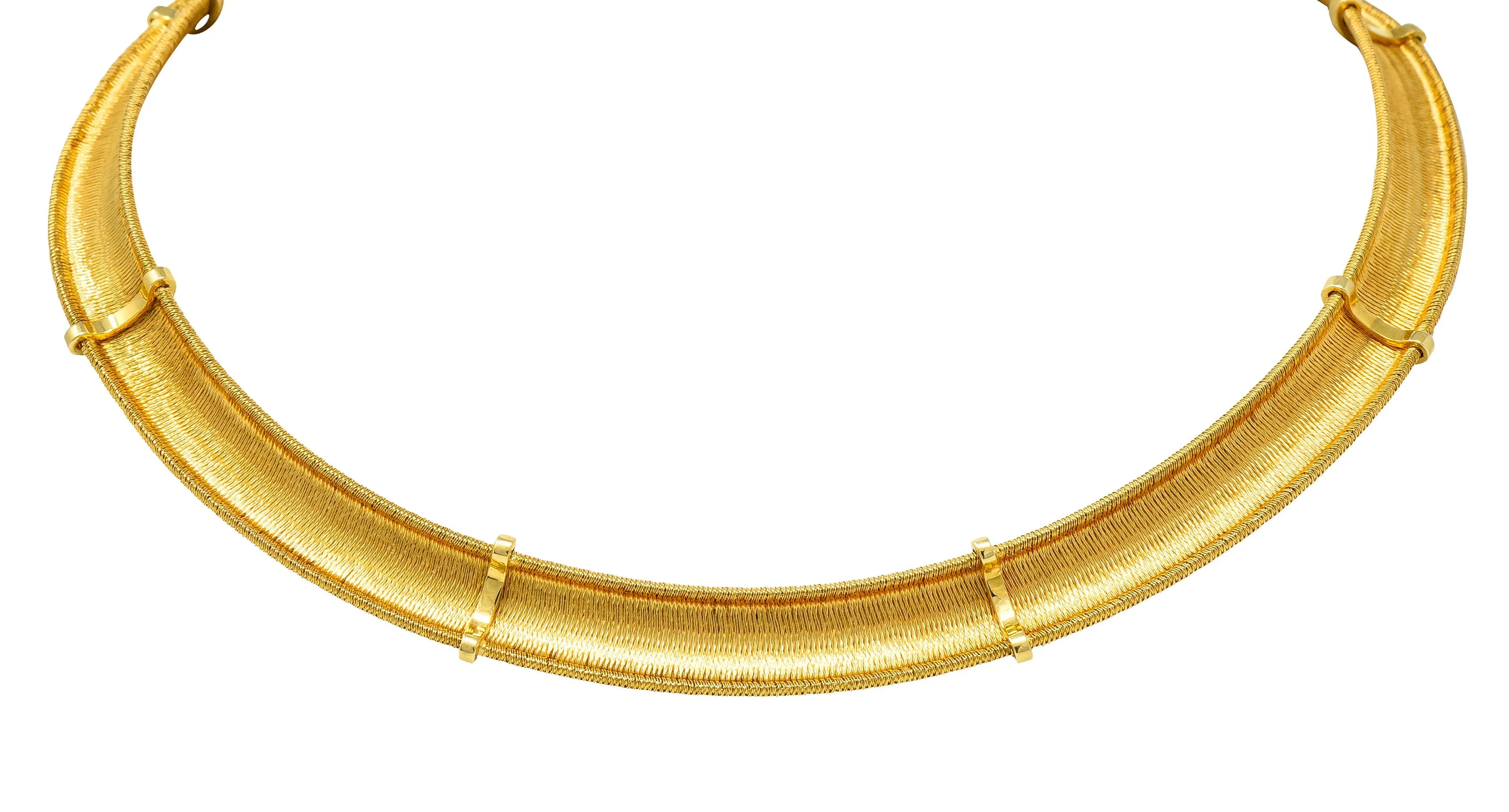 Roberto Coin Vintage Italian 18 Karat Yellow Gold Woven Collar Necklace