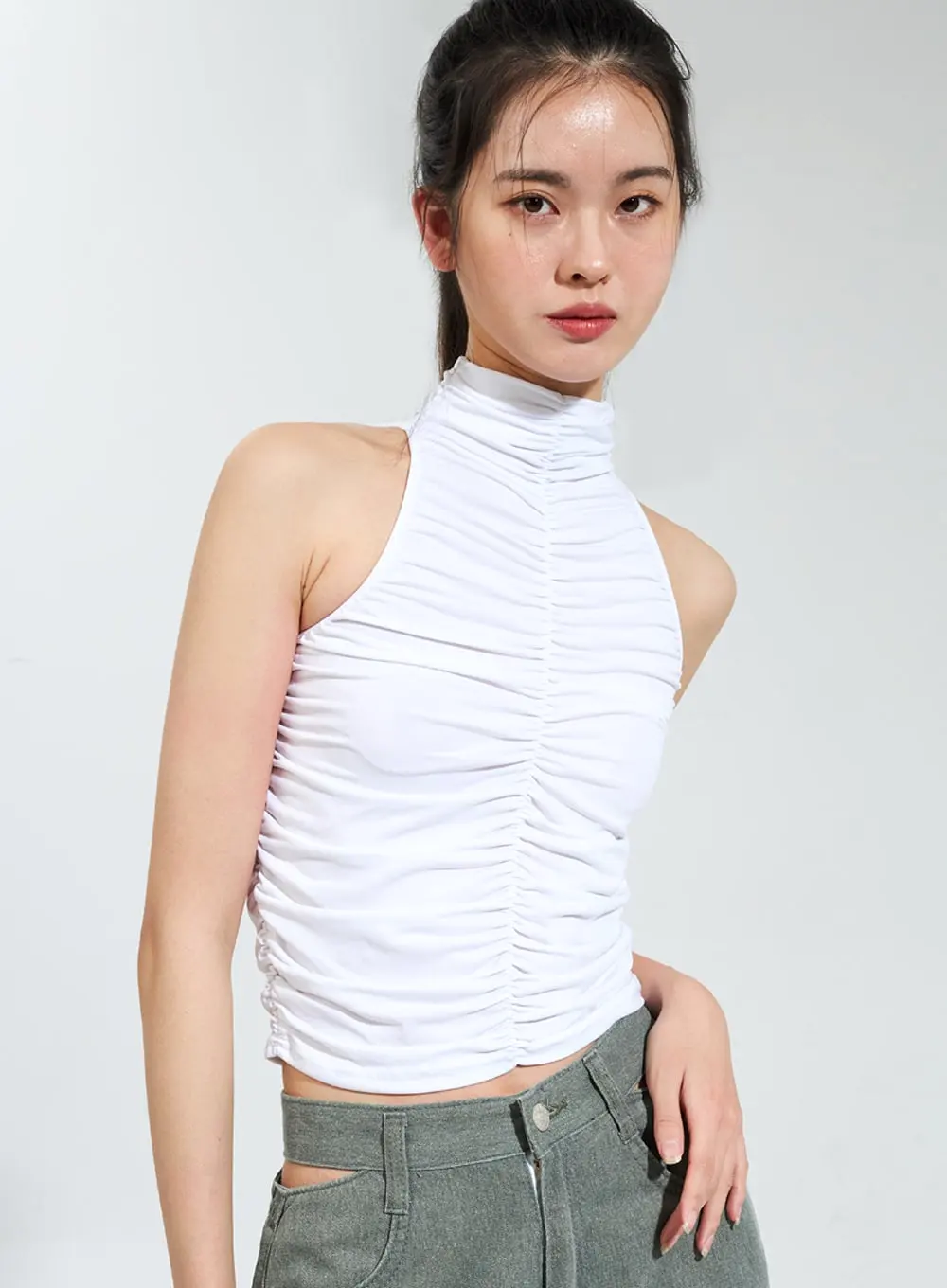 Ruched Sleeveless Top IY318