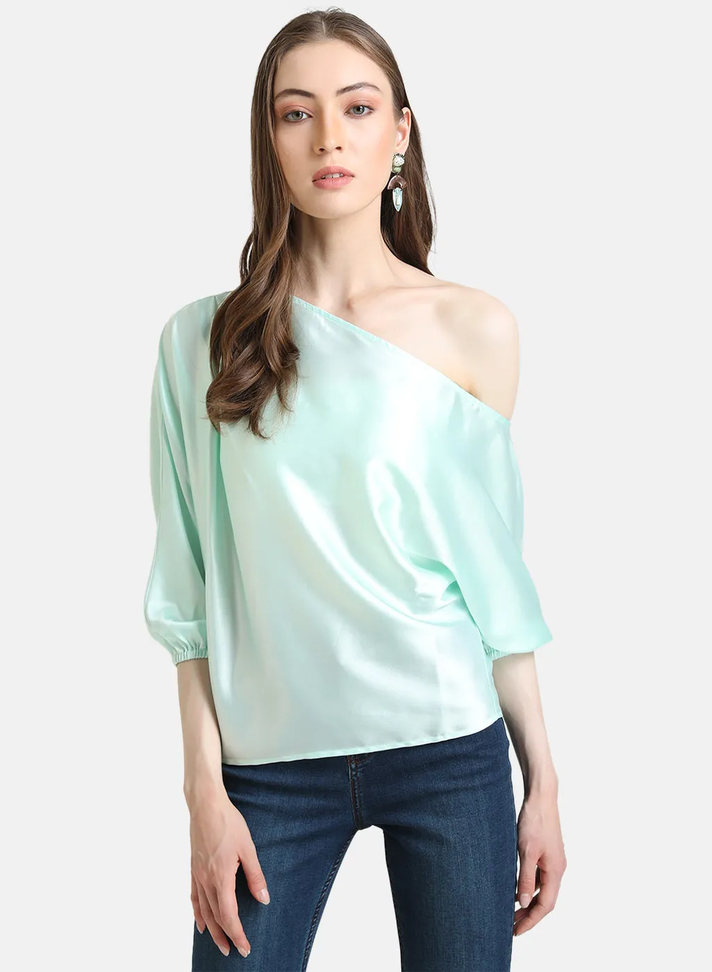 Satin Batwing Sleeve Top