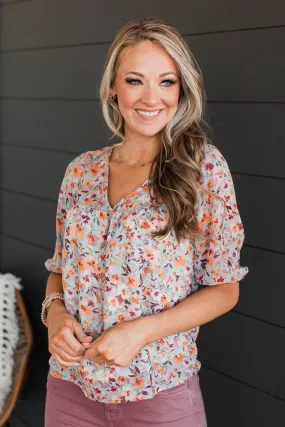 Saving Grace Floral Top- Dusty Mint & Orange