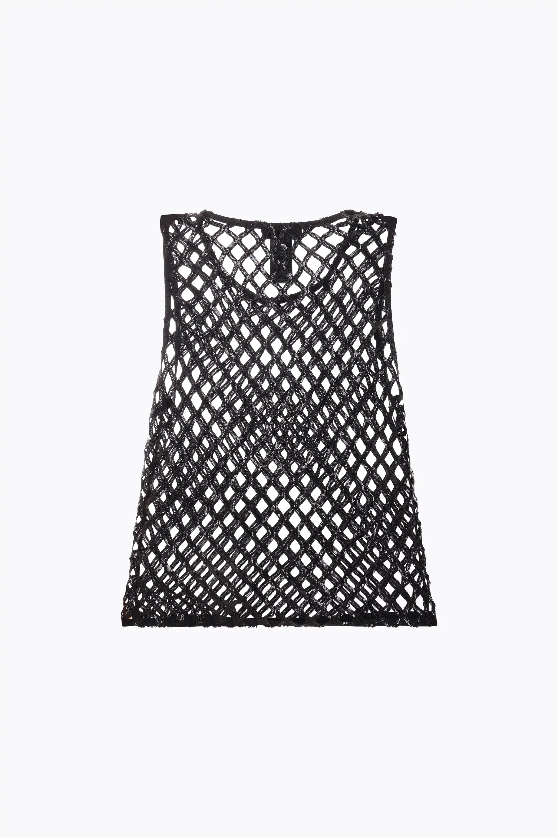 sequinned net sleeveless top