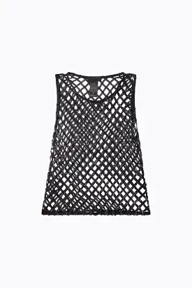 sequinned net sleeveless top