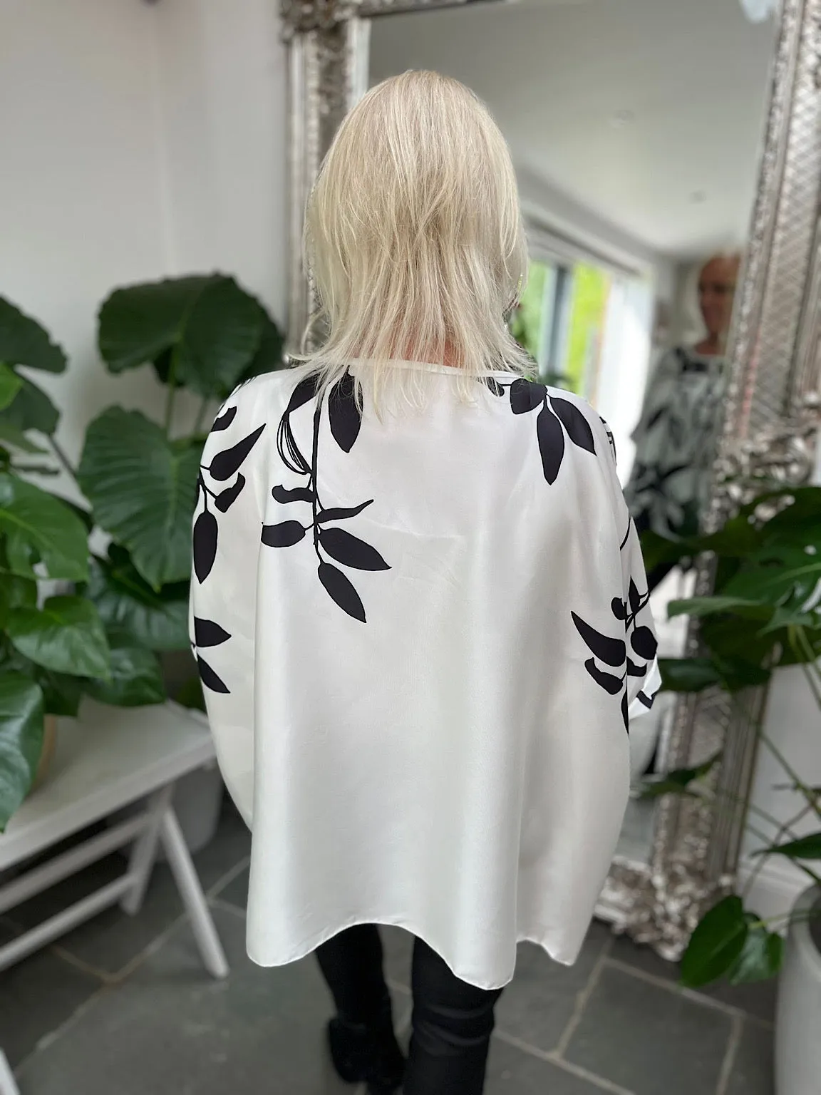 Silk Style Monochrome Floral Top Holly