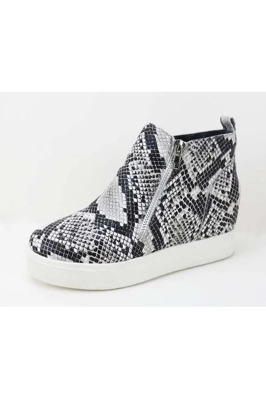 Snakeskin Hidden Wedge Sneaker