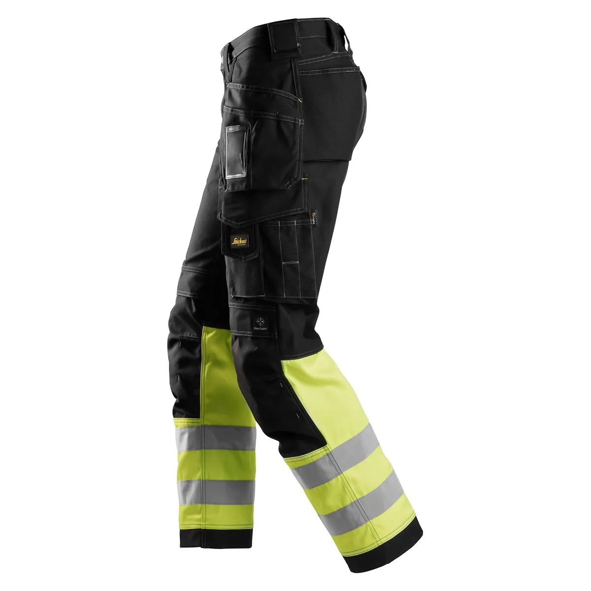 Snickers 3235 Work Trousers+ Holster Pockets High-Vis Class 1 - Black