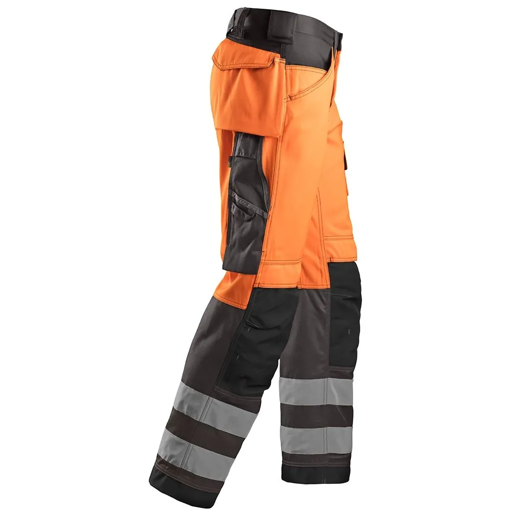 Snickers 3333 Work Trousers High-Vis Class 2 - Orange/Black