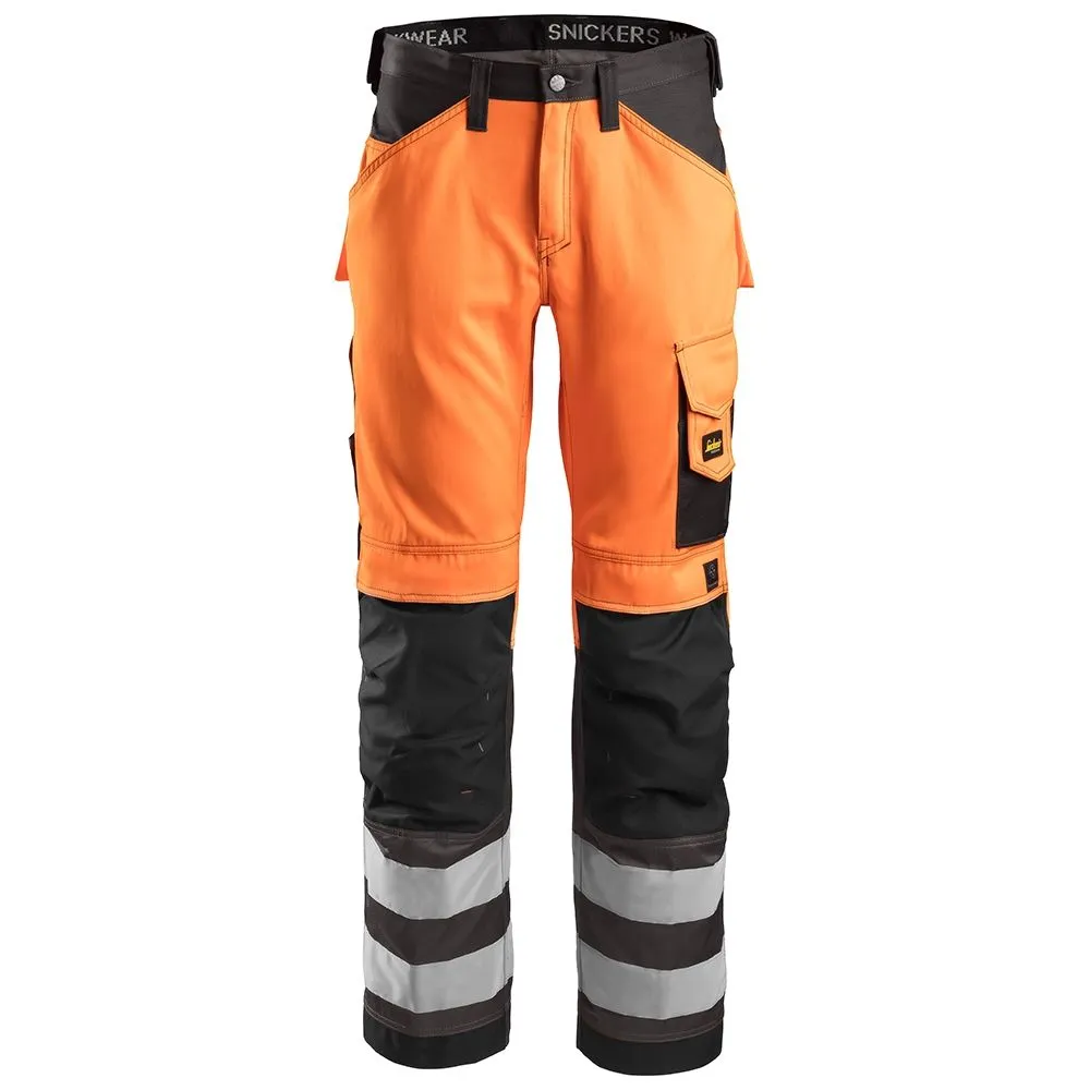 Snickers 3333 Work Trousers High-Vis Class 2 - Orange/Black