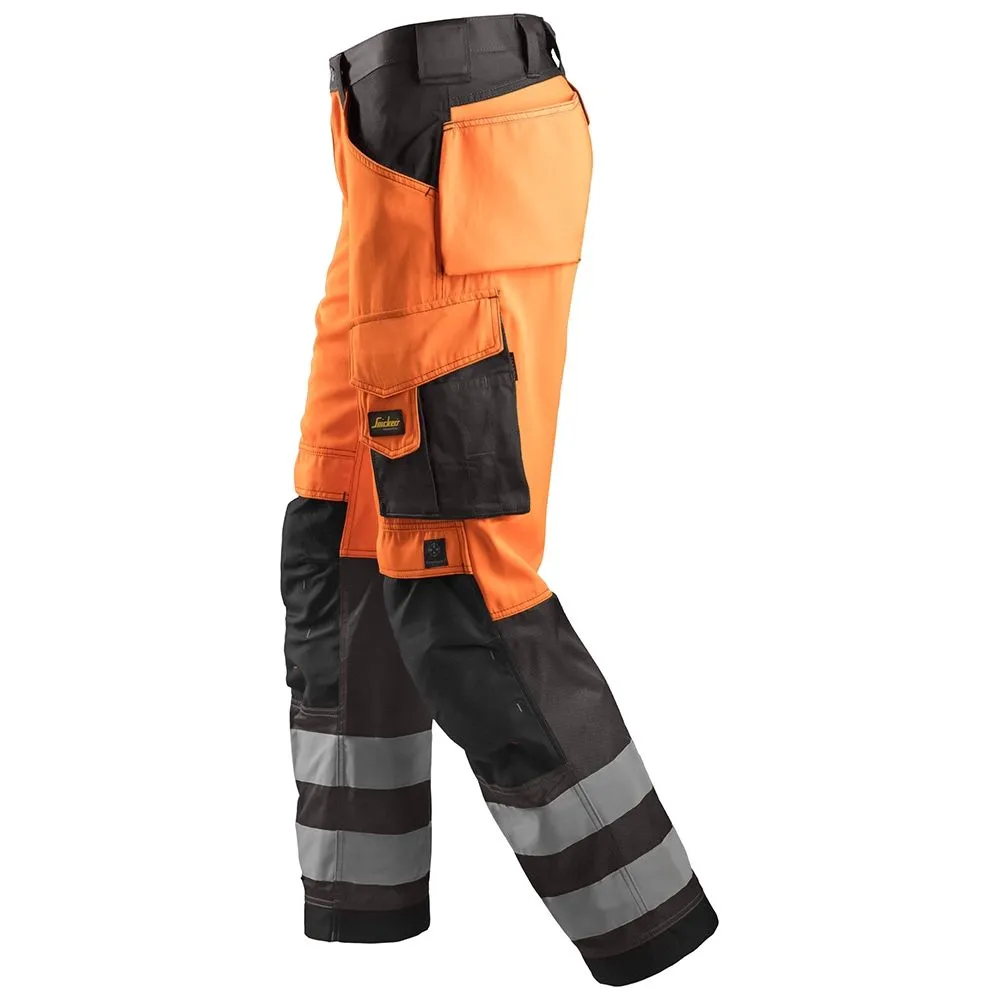 Snickers 3333 Work Trousers High-Vis Class 2 - Orange/Black