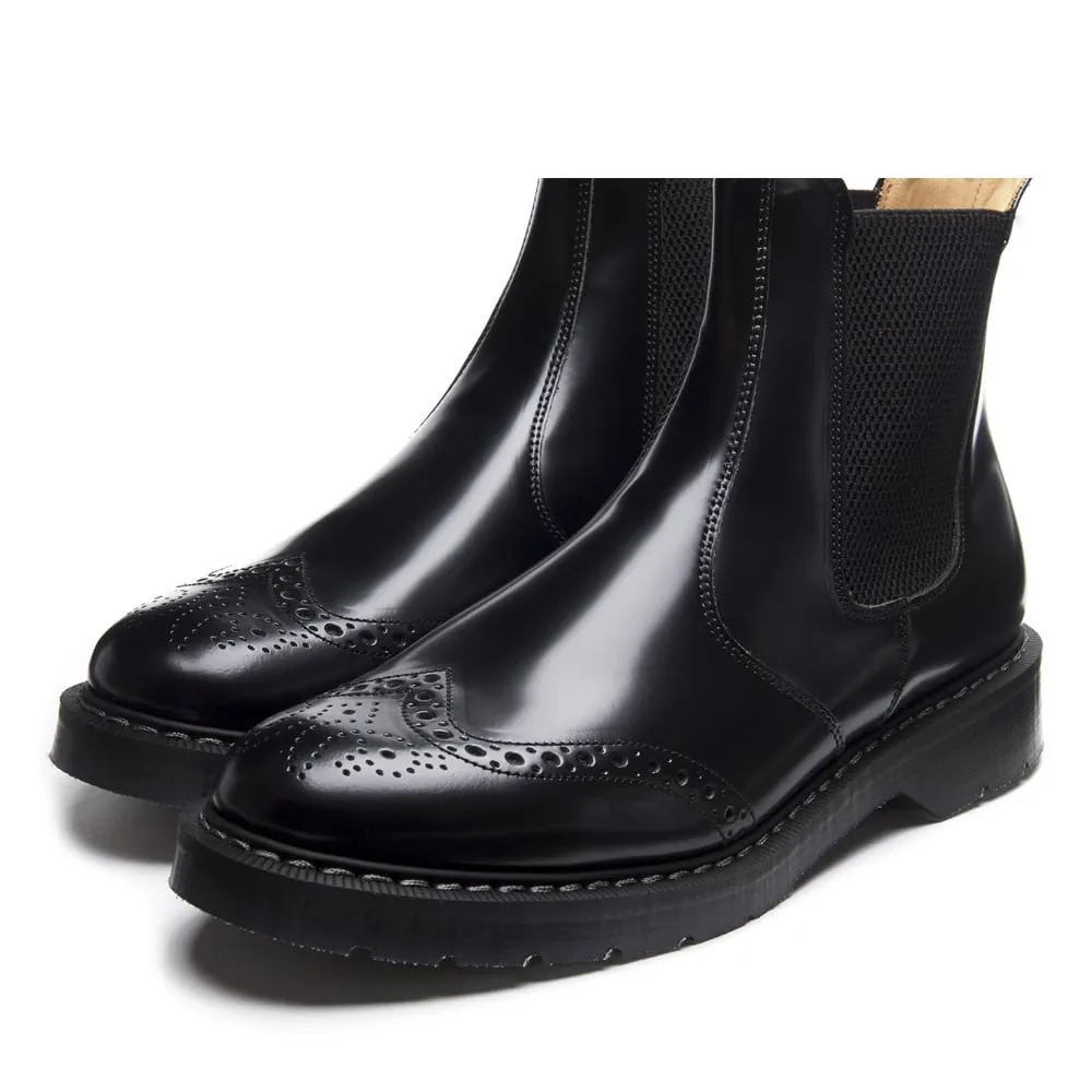 Solovair Black Hi-Shine Punched Dealer Boot