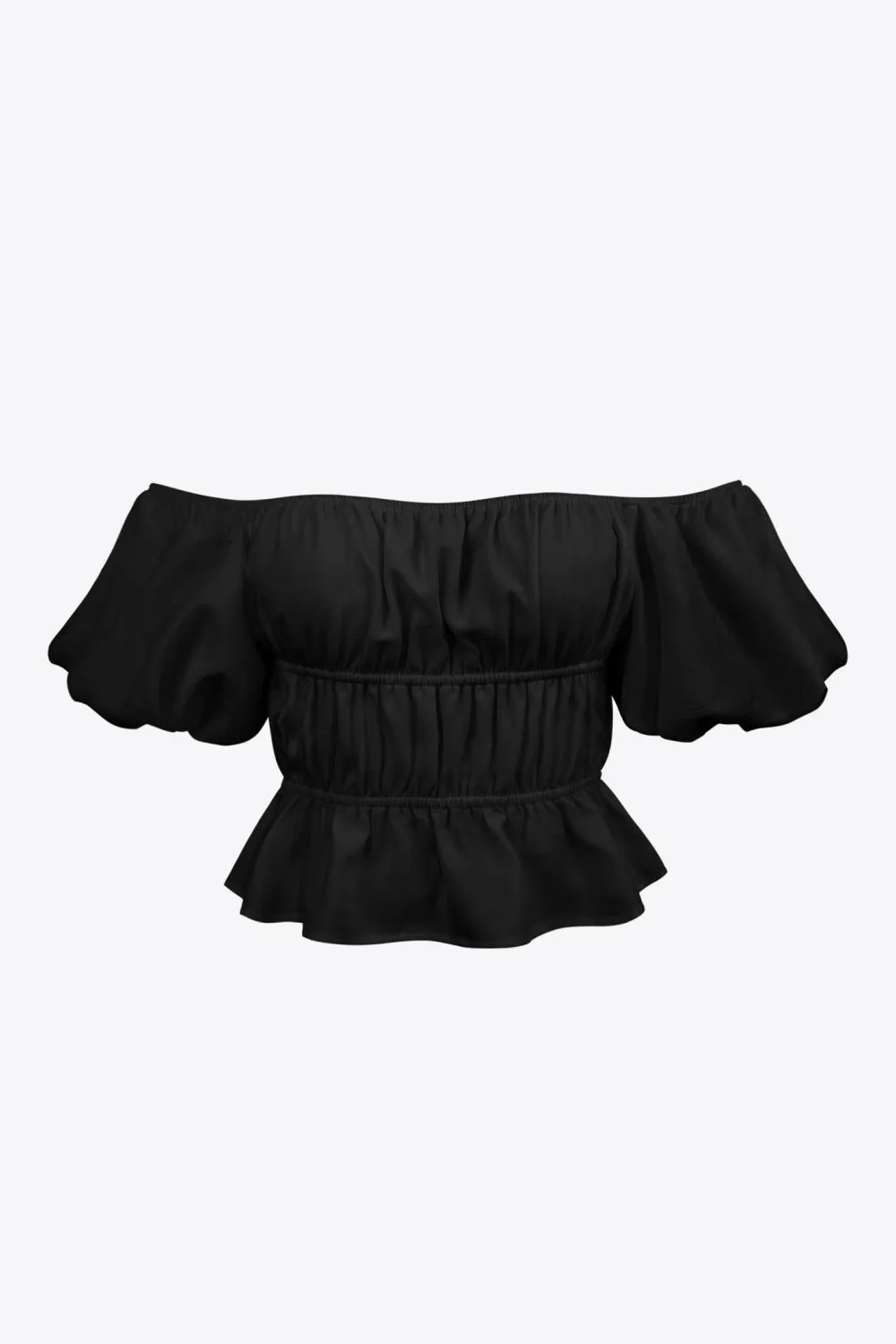 Square Neck Balloon Sleeve Cropped Blouse