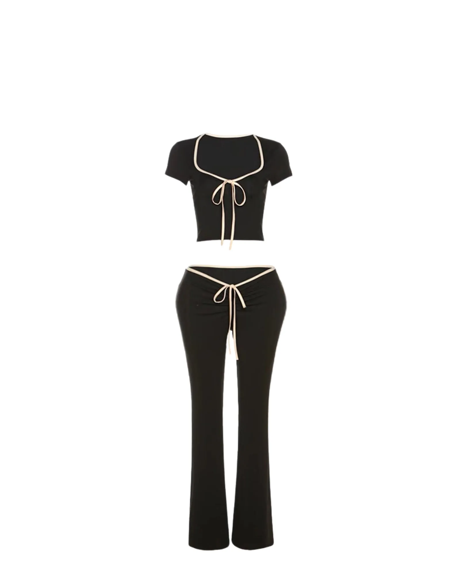 Suite Life Square Neck Crop Top And Flare Pant Set