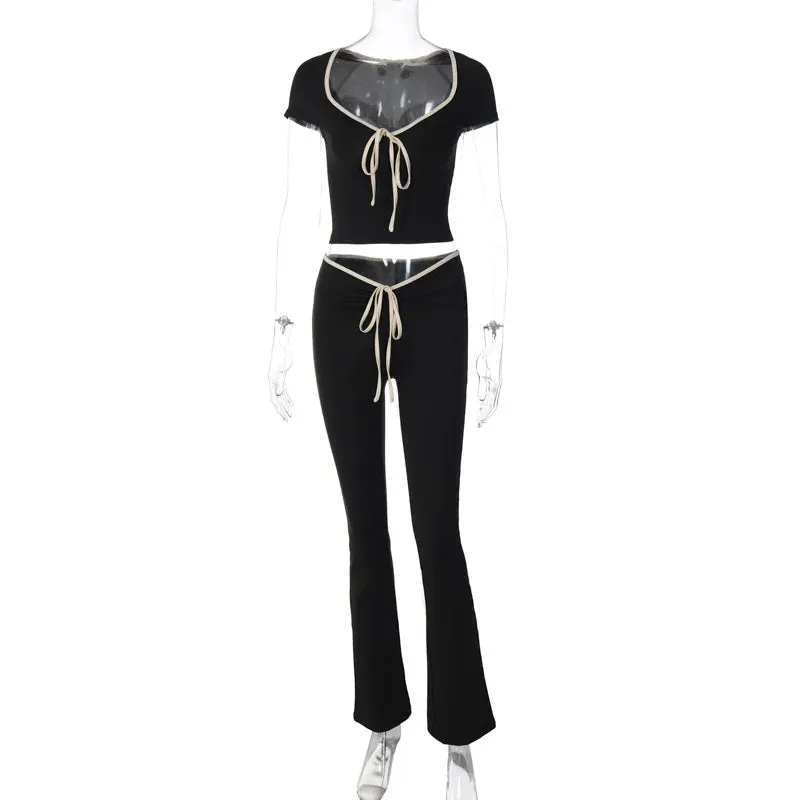 Suite Life Square Neck Crop Top And Flare Pant Set