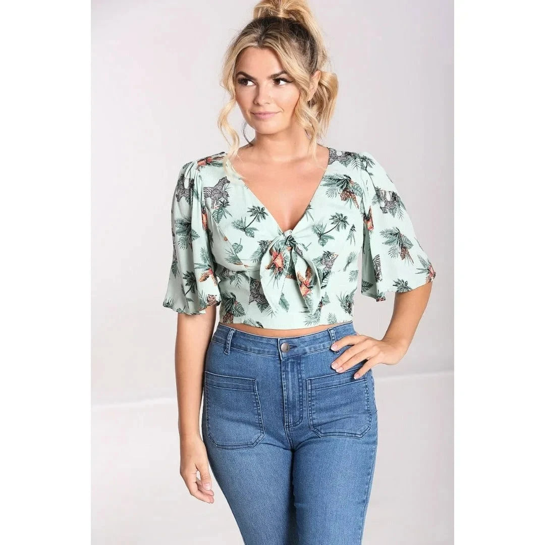 Summer Green Safari Animal Crop Top