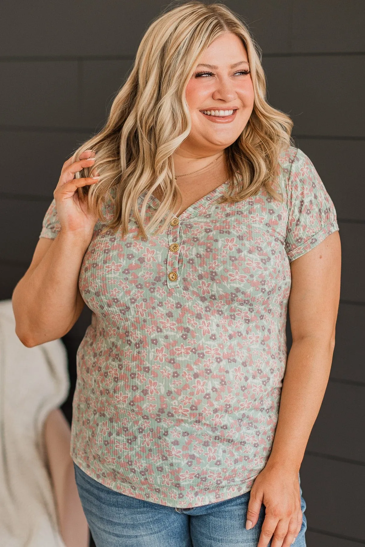 Sweetest Song Floral Top- Dusty Sage