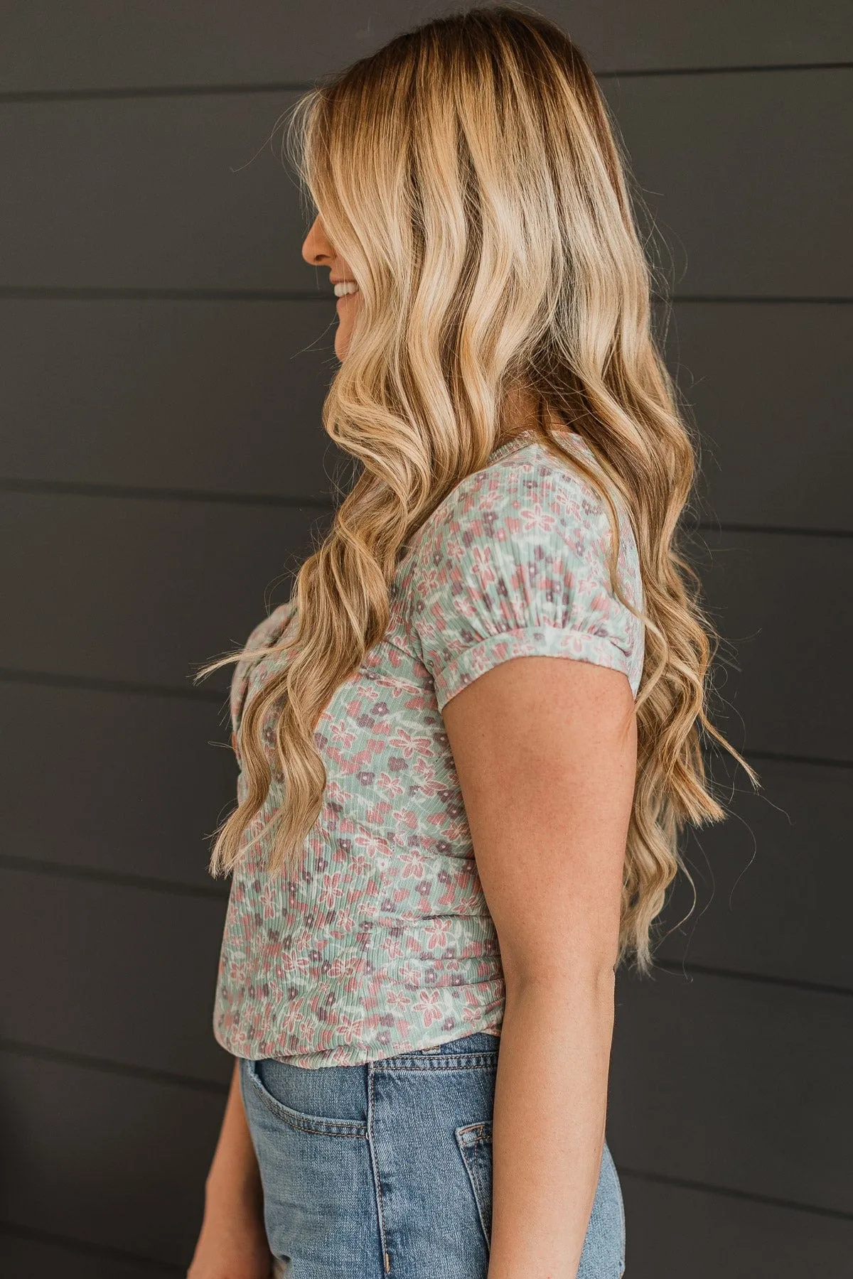 Sweetest Song Floral Top- Dusty Sage