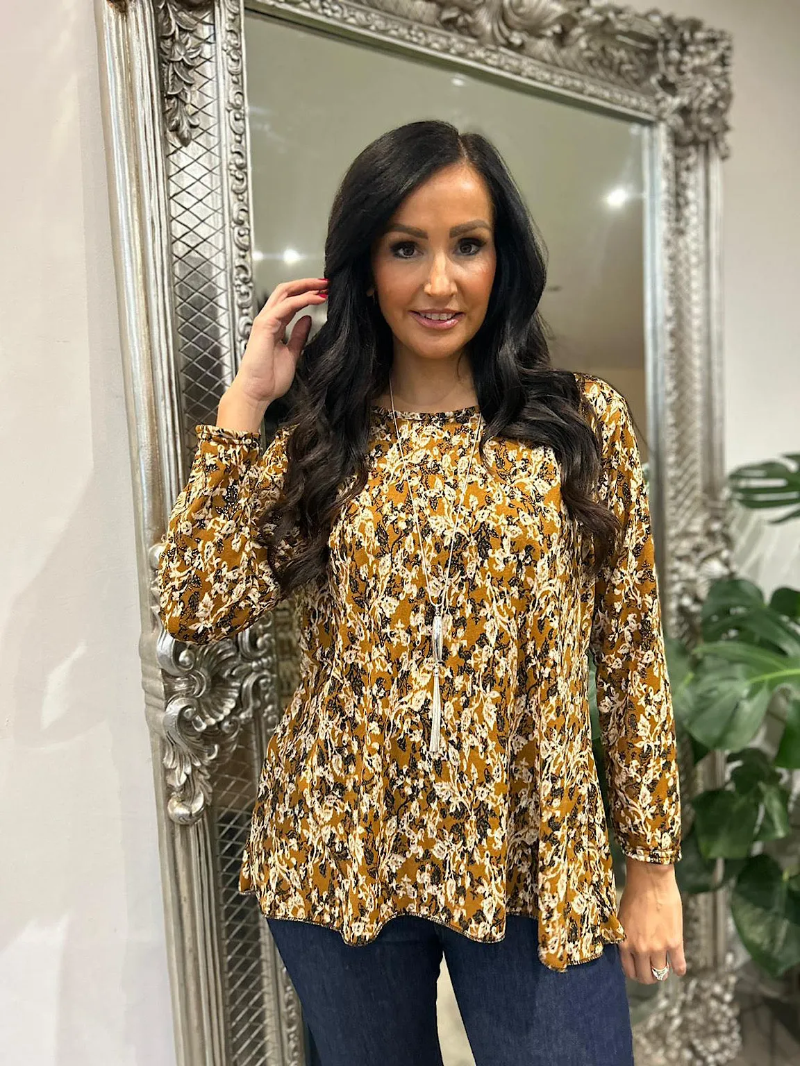 Tan Floral Pattern Top Darcie