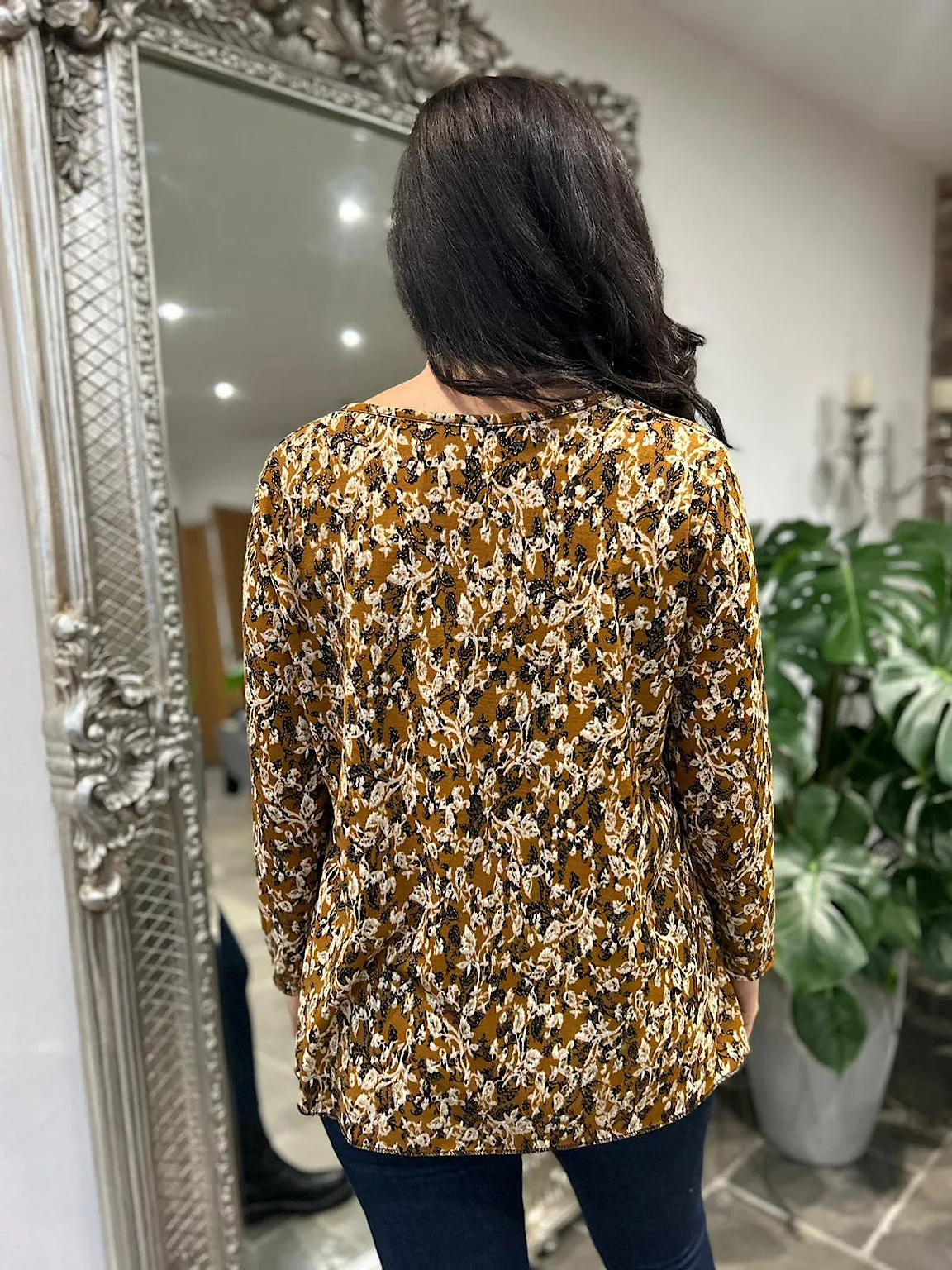 Tan Floral Pattern Top Darcie