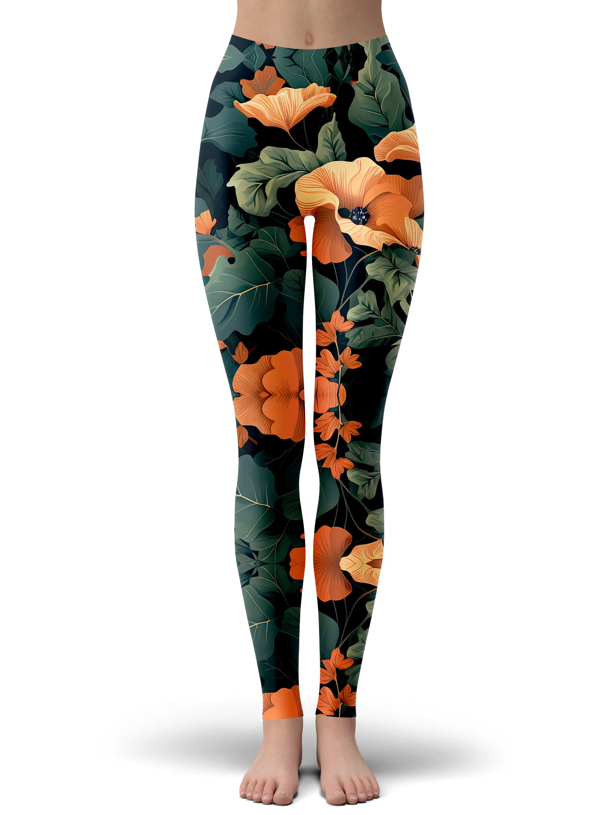 Tangerine Floral Zip-Up Hoodie and Leggings Combo