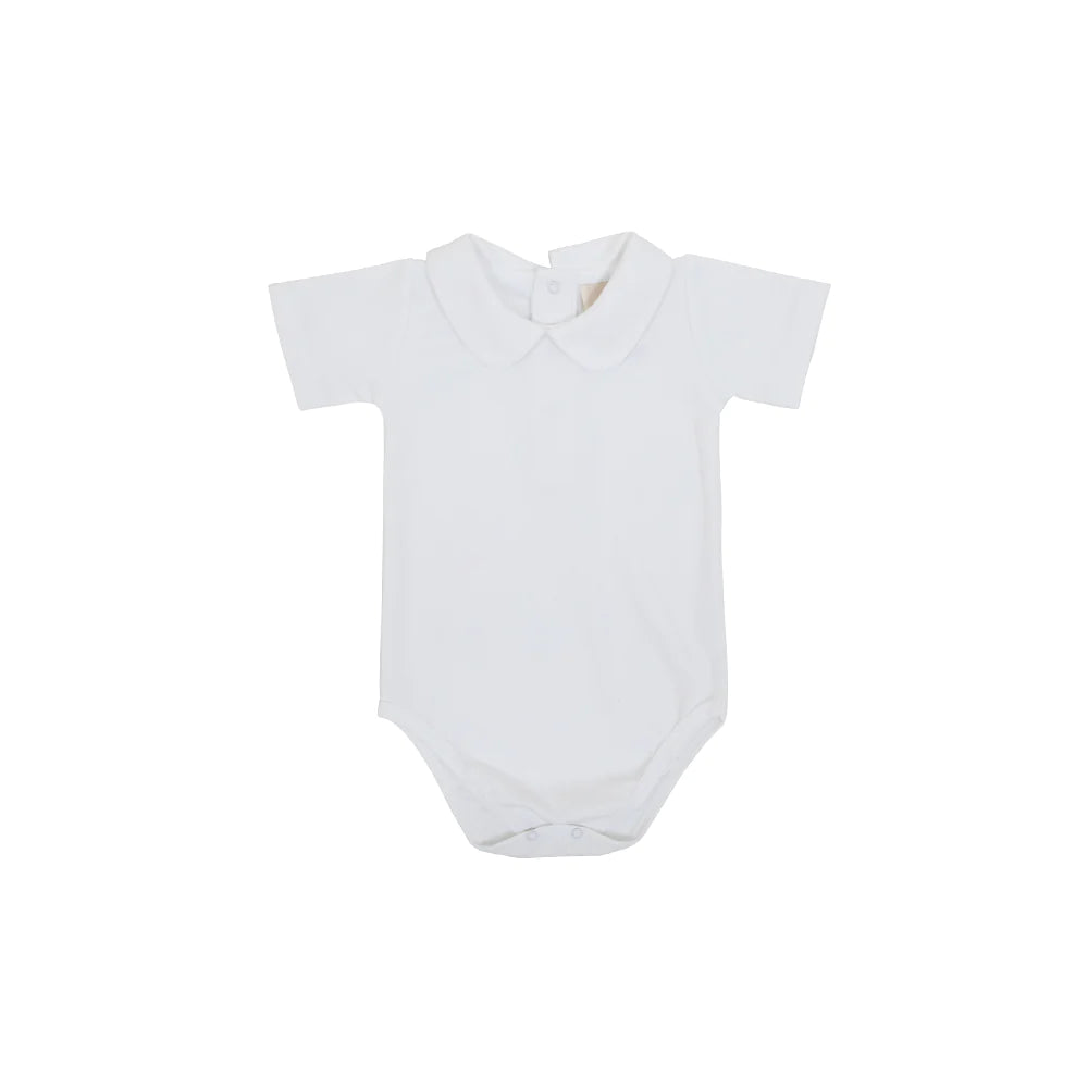 The Beaufort Bonnet Company - Worth Ave White SS Peter Pan Collar Onesie