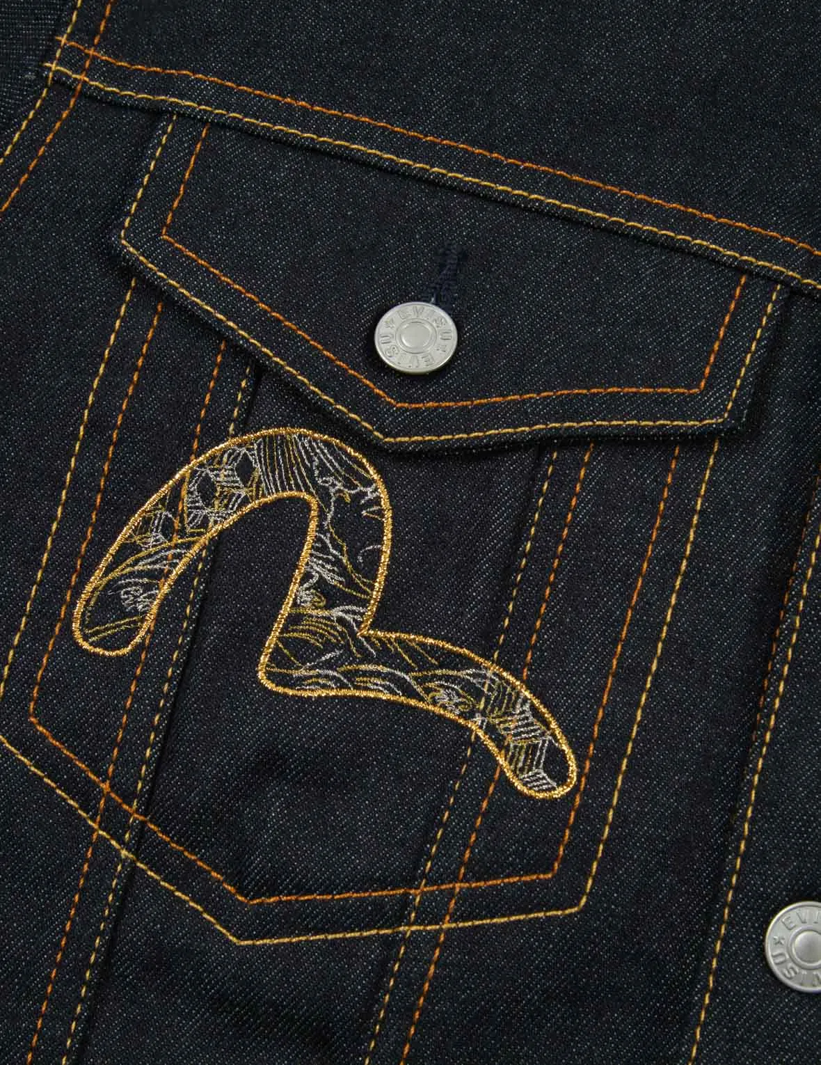 “The God of Fortune Riding Waves” Embroidery Denim Jacket