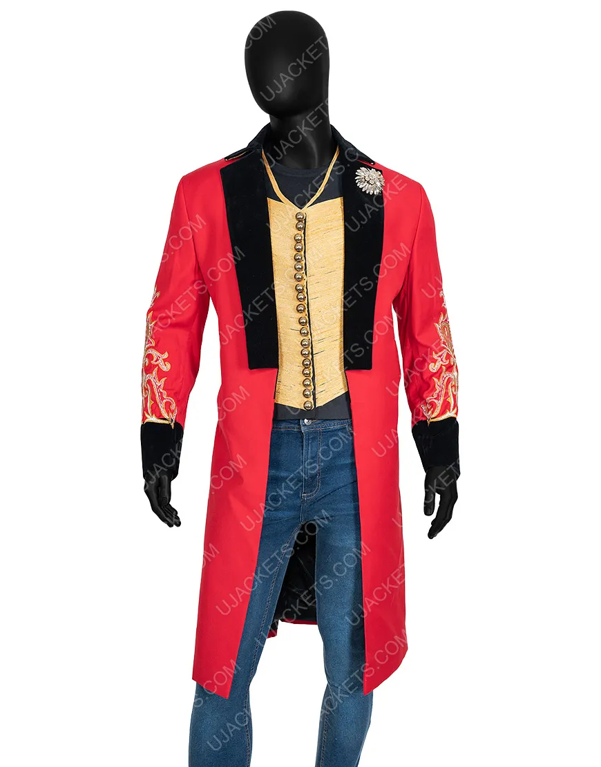 The Greatest Showman Hugh Jackman Red Long Coat With Vest