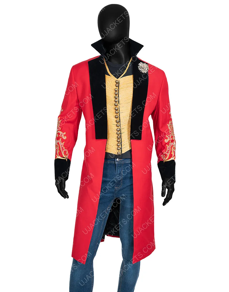 The Greatest Showman Hugh Jackman Red Long Coat With Vest