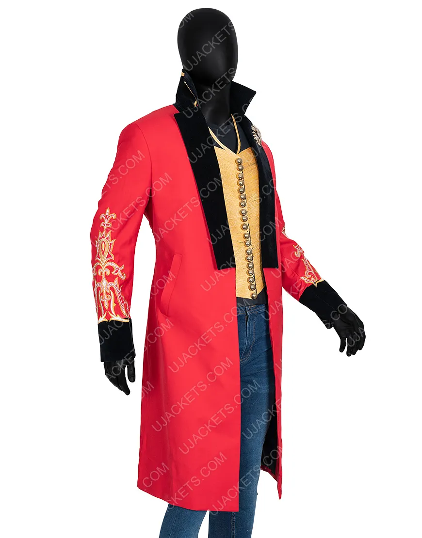 The Greatest Showman Hugh Jackman Red Long Coat With Vest