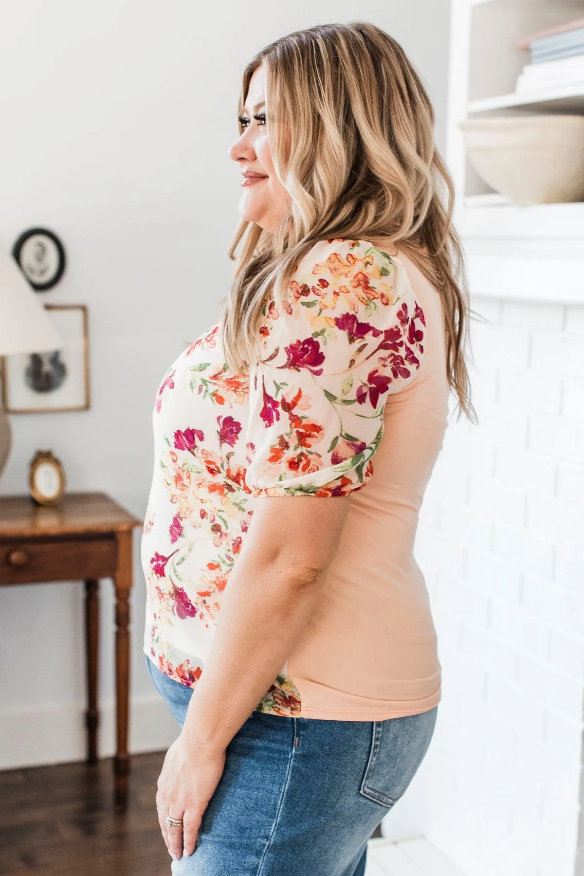 Timeless Affection Floral Top- Peach