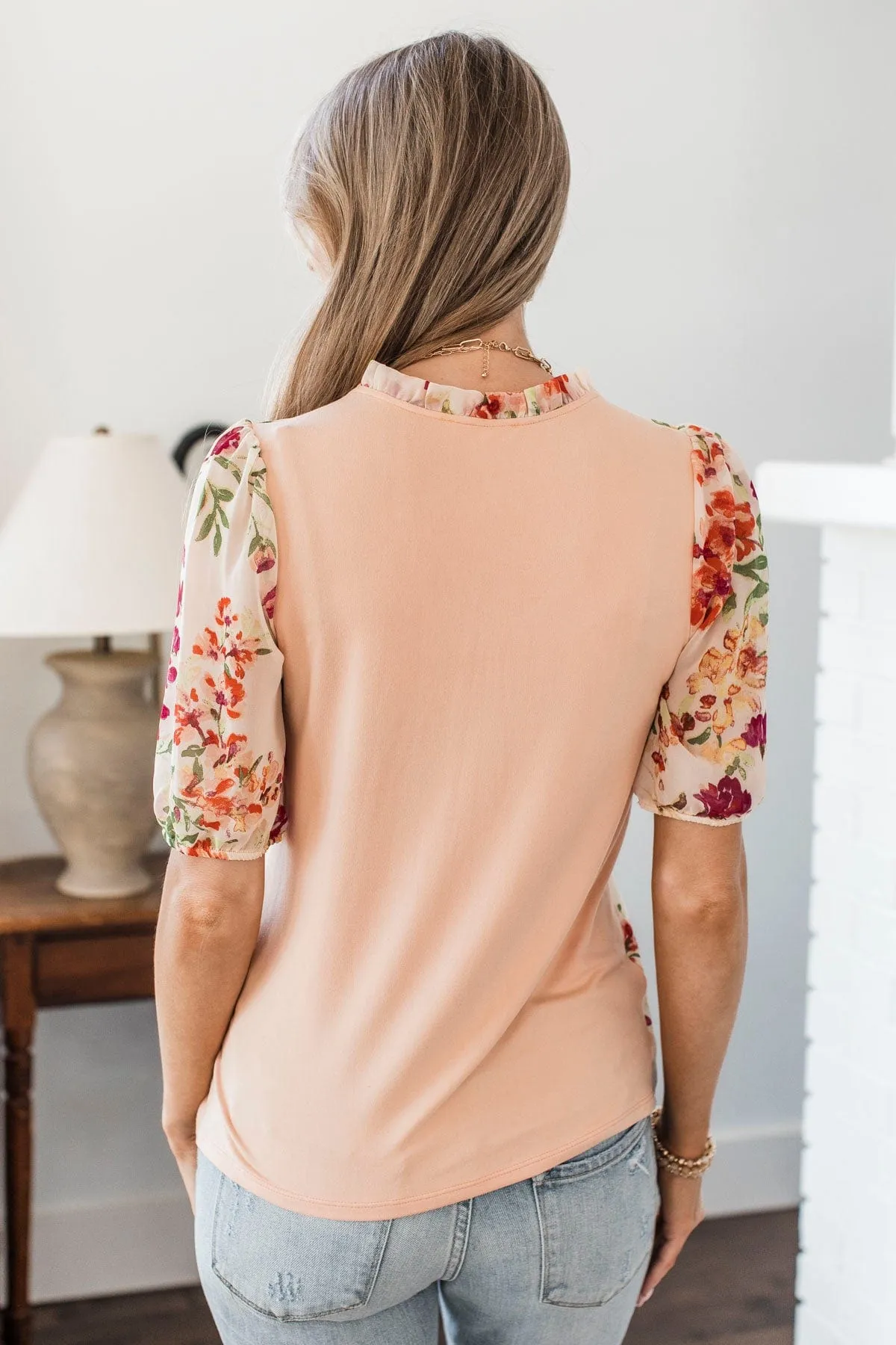 Timeless Affection Floral Top- Peach