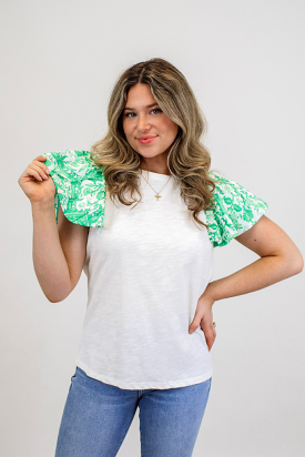 Touch Of Luck Flutter Sleeve Top