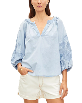 Trina 3/4 Sleeve Top (Chambray)