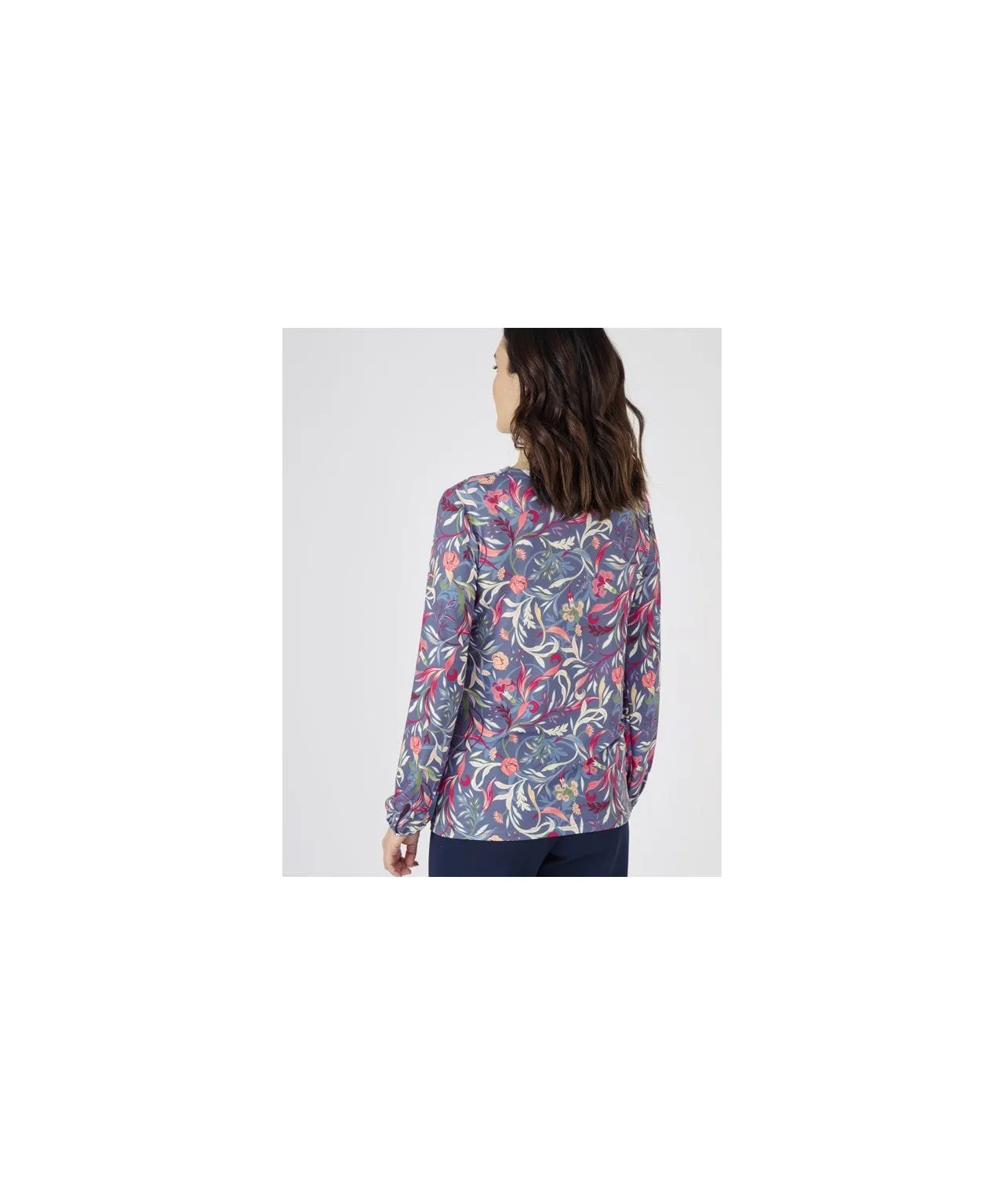 V-Neck Long Sleeved Print Top