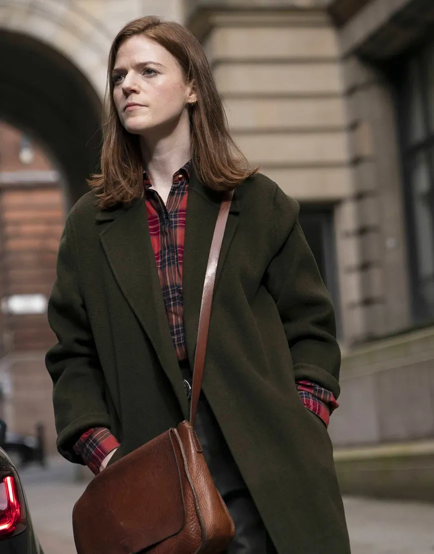 Vigil 2021 Rose Leslie Green Trench Coat | Kirsten Longacre Green Coat