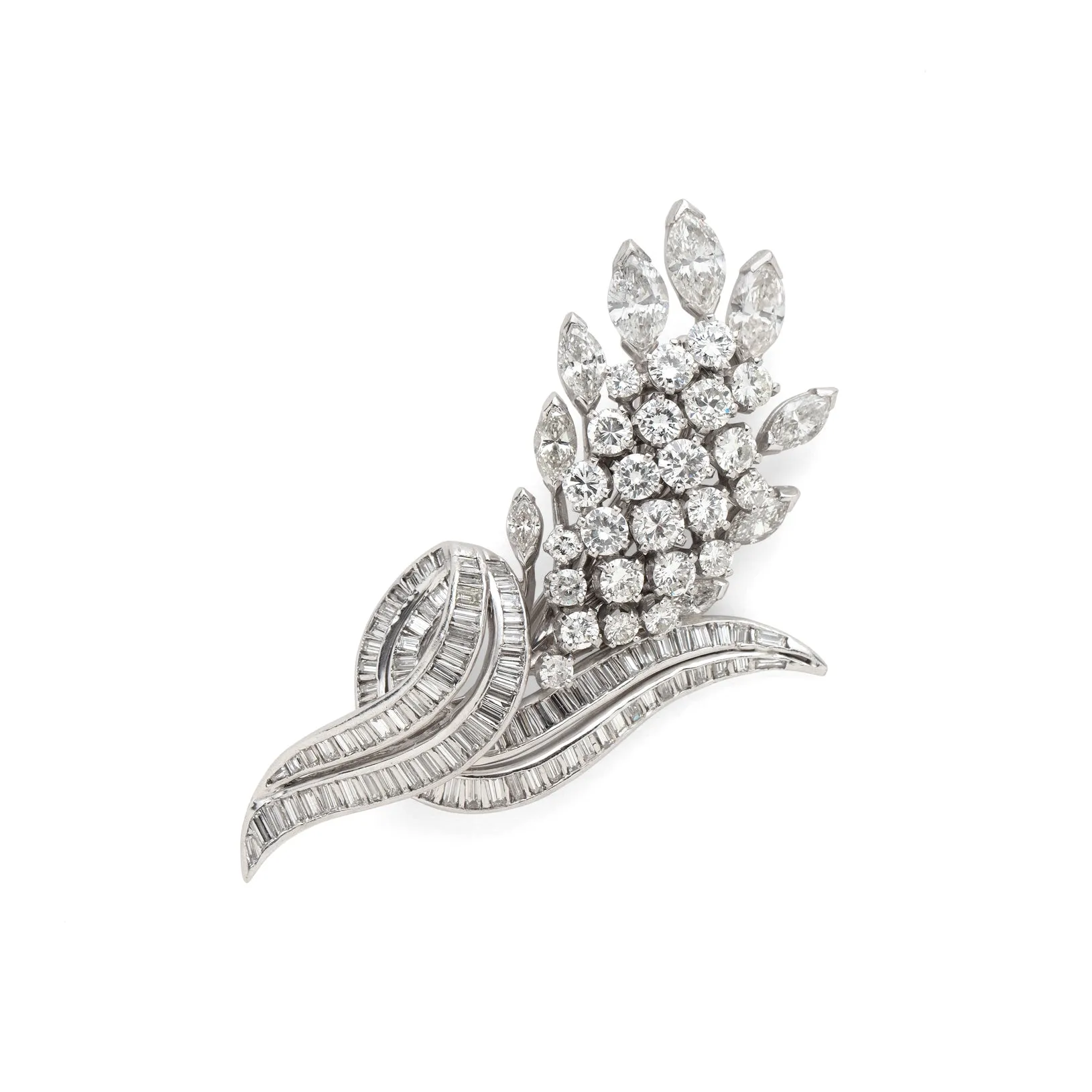 Vintage 8.70 carat Diamond Floral Brooch