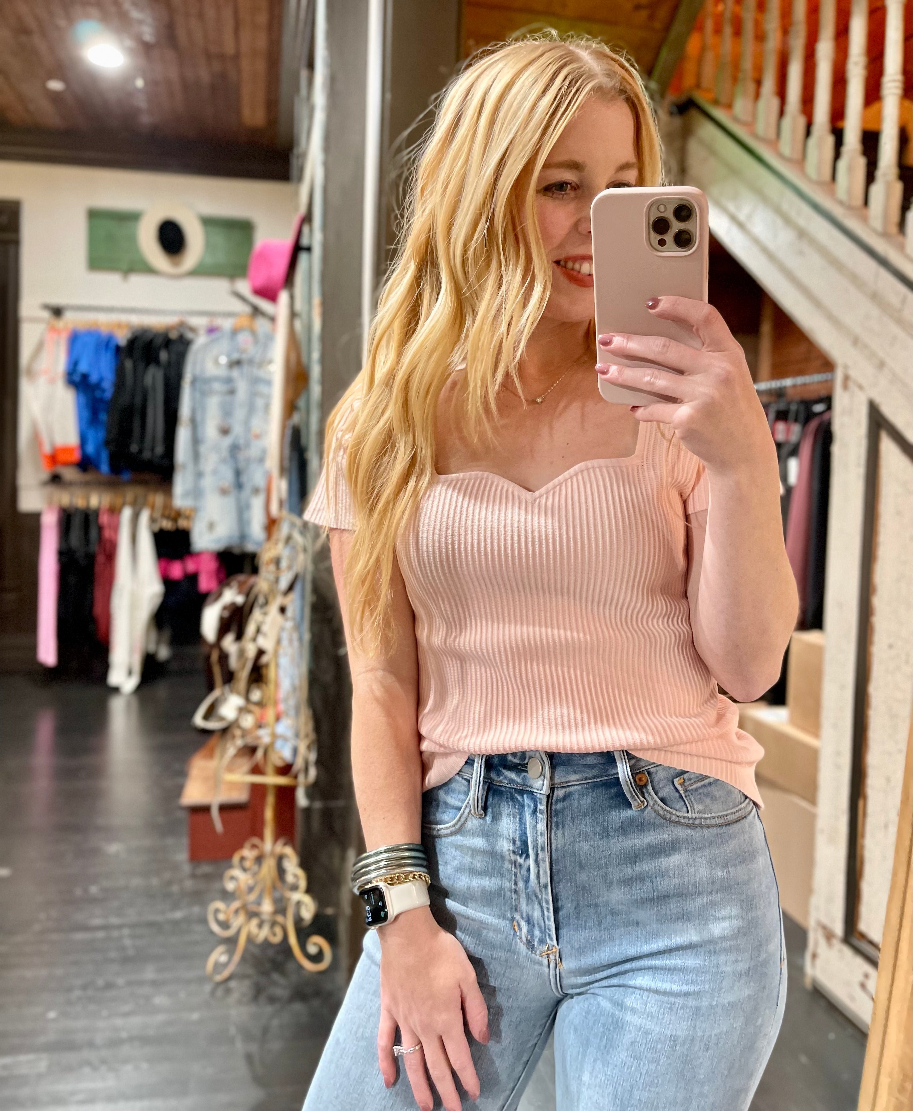 Whisper Pink Knit Top