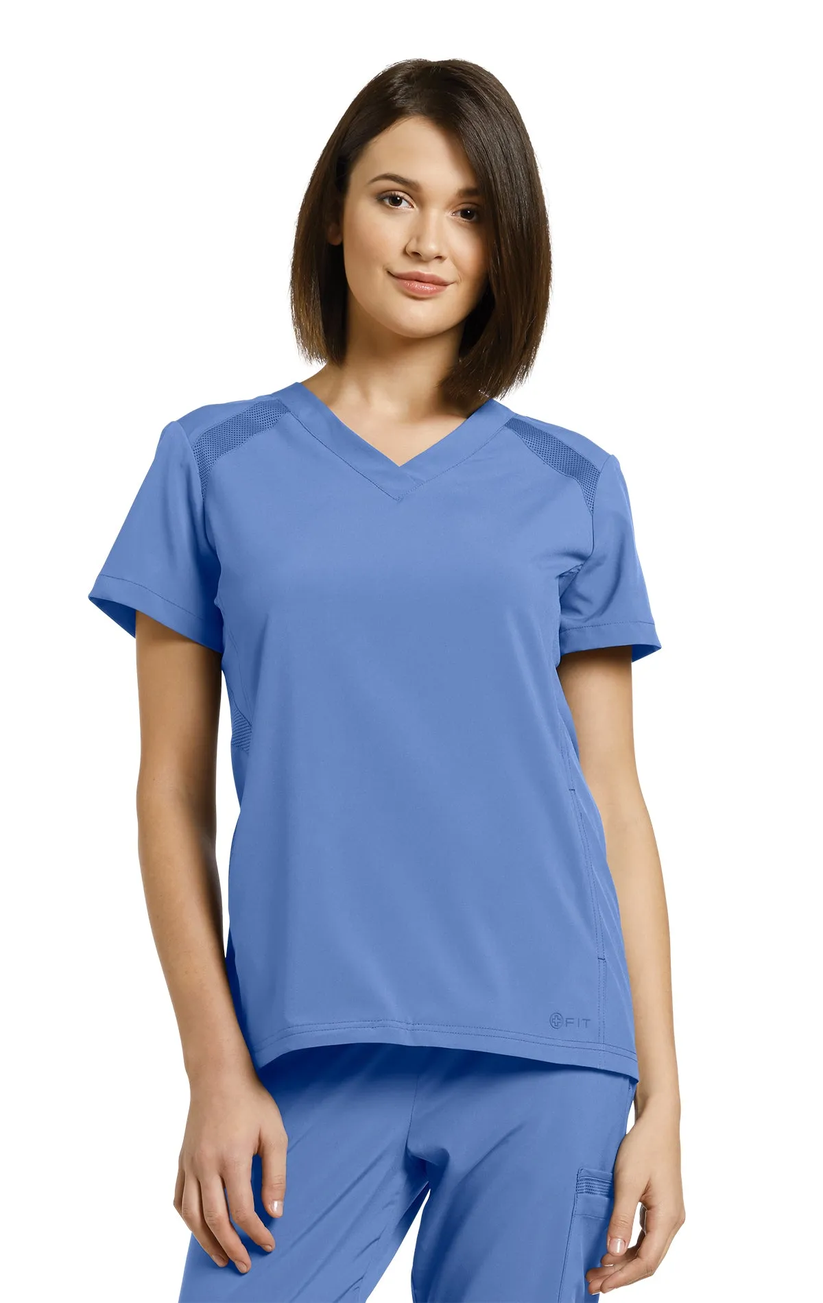 White Cross FIT V-Neck Top Ceil Blue