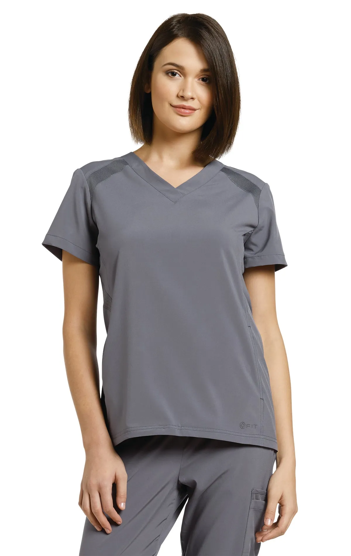 White Cross FIT V-Neck Top Pewter