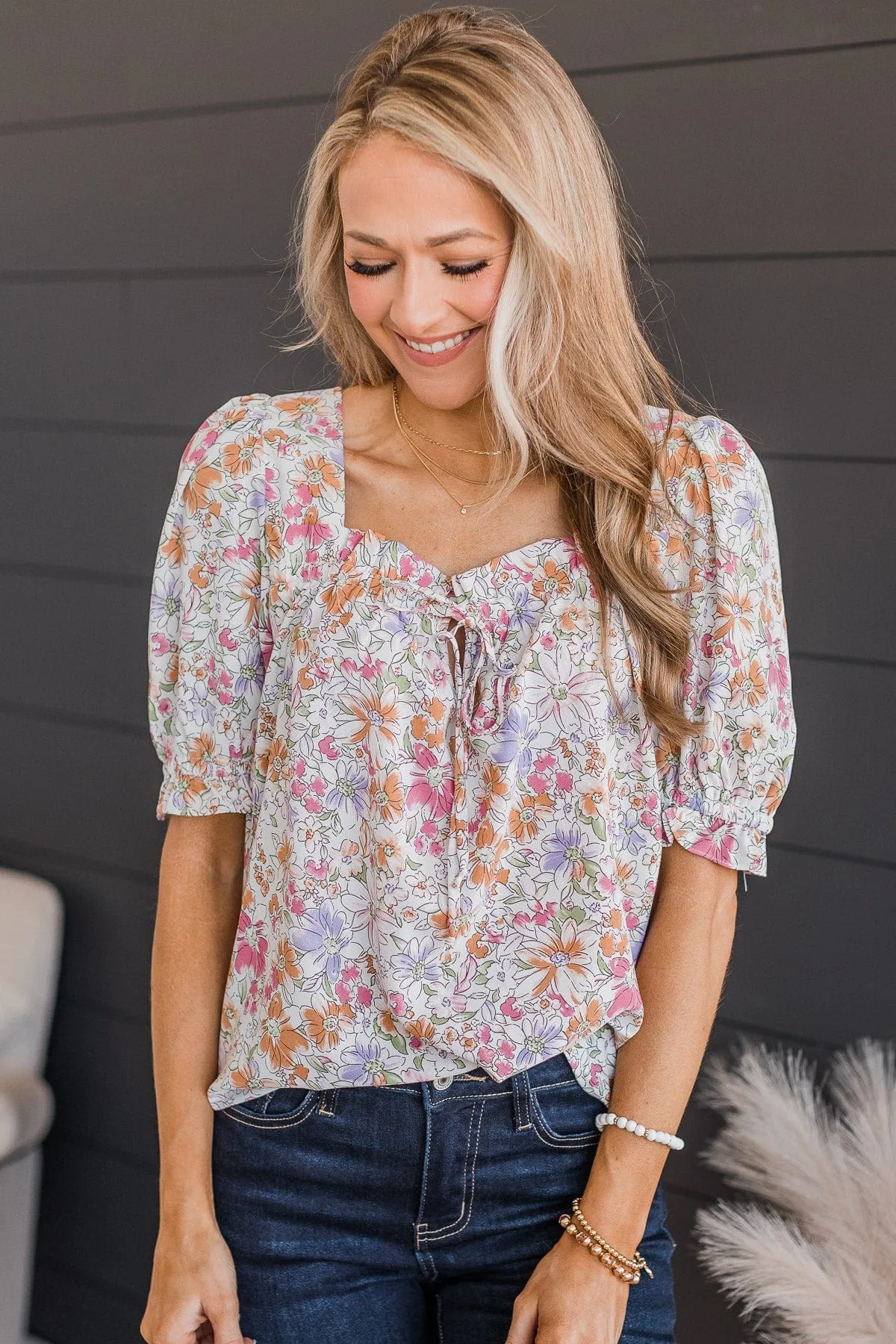 Words Of Love Floral Blouse- Ivory