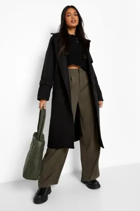 Wrap Belted Wool Look Coat